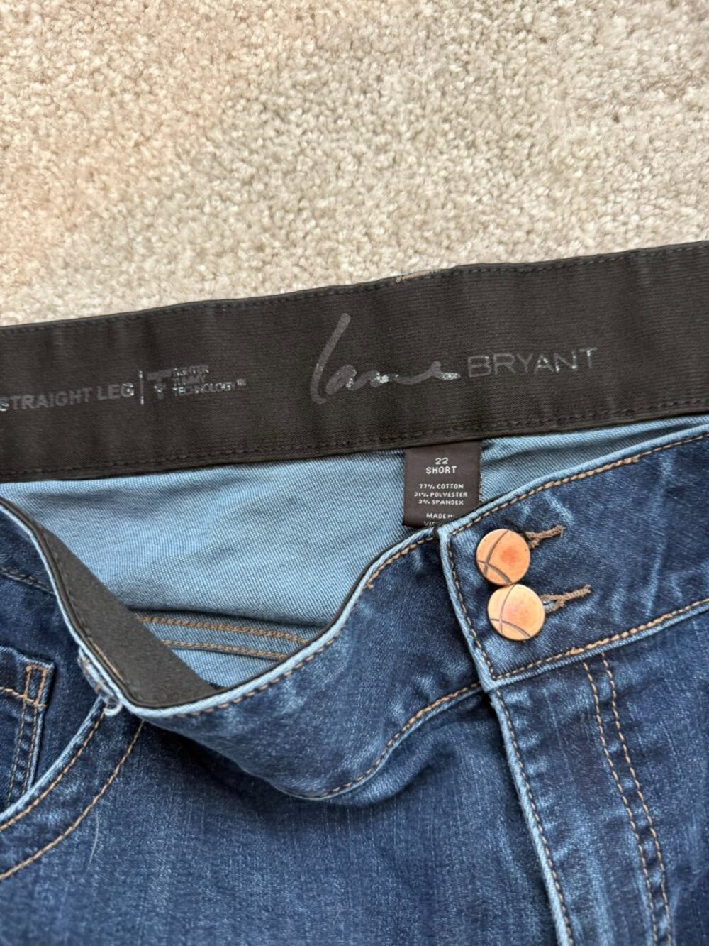 Lane Bryant Straight Leg Jeans 22 Short Dark Wash Stretch Plus Size - Picture 7 of 11